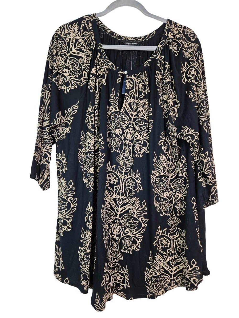 NWT Lucky Brand Boho Floral Print Keyhole Popover Blouse Top 2X - Picture 2 of 7